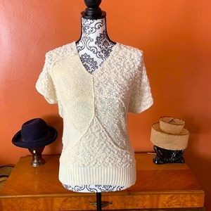 Vintage Max Bradly Short Sleeve V Neck  Sweater